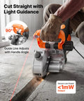 Powerhouse Wall Chaser for Concrete and Brick, 6800 RPM Electric Groove Cutter with adjustable guide line in use