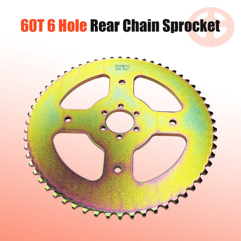 60T 420 Sprocket With 37mm Bore 6 Hole Mount Beefed Up High Torque Rear Chain Sprocket Replacement for Mini Bikes