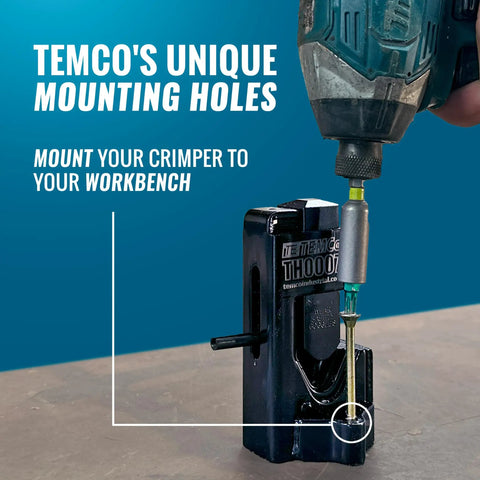 Hammer Lug Crimper Tool For Battery And Welding Cables Crimps 8 AWG Through 4/0 with Indent Crimp, bench mountable view