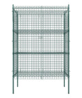 Built Tough Green Epoxy Wire Mesh Security Cage Kit With Heavy Duty NSF Listing For Commercial Walk Ins And Restaurants, 24 By 48 By 74 Inches front view showcasing open grid design.