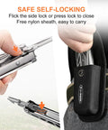 13 In 1 Multitool Pliers Kit with safe locking carabiner and sheath shown with nylon sheath being worn on a belt
