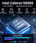 Intel Celeron N5095 CPU showcasing 4 core processing power, ideal for 10 Point Touchscreen Panel PC Running Win 11 With Intel Celeron N5095 Eight Gigabyte Ram And 128 Gigabyte Storage Designed As A Hustle Ready Kiosk Solution That Smashes Through Heavy Workloads With Smooth Performance.