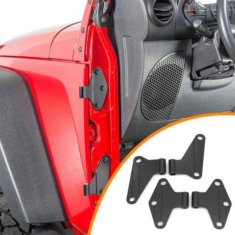 8 Pcs Body Door Hinge Set For Wrangler JK JKU Unlimited 07 18 Aluminum Interior Door Hinges Kit Black on red vehicle