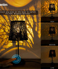 3 Level Dimmable Touch Table Lamp Black Metal Tree Pattern Shadow Bedside Cozy Night Light For Kids Vintage Accent Decor