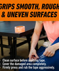 Person applying Crystal Clear Tape Heavy Duty Weather Resistant Indoor And Outdoor Repairs Pack Of Two with Reinforced Backing