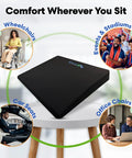 Get Rid Of Tailbone And Hip Pain With This 3.5 Inch Thick Ergonomic LiquiCell Seat Cushion on a table, for use in wheelchairs, cars, and offices.