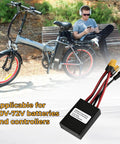 Dual Battery Parallel Module For E Bikes With 20V To 72V Input And Output, 40A Max, XT60H M Plug, aluminum alloy housing in use