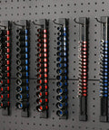 Portable ABS Socket Clip Rail Organizer For One Quarter Inch, Three Eighths Inch, And One Half Inch Drive Sockets on wall