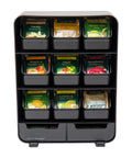 Tea Bag Organizer Station For Countertop And Kitchen Storage, Black Plastic, 10.25L X 3.25W X 13.75H Inches, Includes Removable Drawers