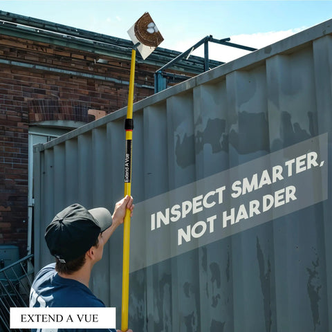 Telescoping Inspection Mirror With Fiberglass Pole Lightweight And Durable Pro Grade Tool For Reaching Tight Spots From Four To Eight Feet Eight By Ten Inch Acrylic Mirror For Vehicles Tanks And Utilities held up for roof inspection