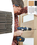 50 Piece Drywall Drill Bit Set With One Eighth Inch Shank And Three Quarters Inch Cutting Depth Guide Point Bits For Power Tools Pro Grade Heavy Duty Kit For Pros And DIYers Home Projects in use on a power drill