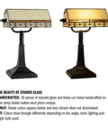 Tiffany Style Bankers Lamp With Stained Glass Shade For A Dope Desk Setup, vintage mission desk light, dark brown base