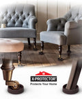 Non Slip Rubber Furniture Cups Set of 4 for 2 Inch Caster Feet under chairs on wooden floor, showing floor protection coasters.