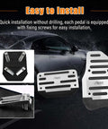 Two Pack Non Slip Car Pedal Pads For Automatic Transmission, Gas And Brake Pedal Covers With Aluminum Alloy Clutch Pedal Kit, Universal Replacement For Cars, SUVs, And ATVs, Silver Finish shown with installation parts