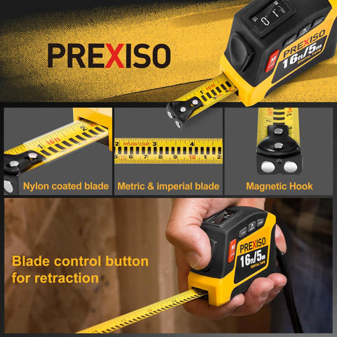 Two In One Digital Tape Measure With 16 Ft Rechargeable Tape Pocket Friendly No Laser Auto Retract Clear High Precision Digital Readout Easy To Use For Home Renovations DIY Projects And On Site Measurements, 16ft tape