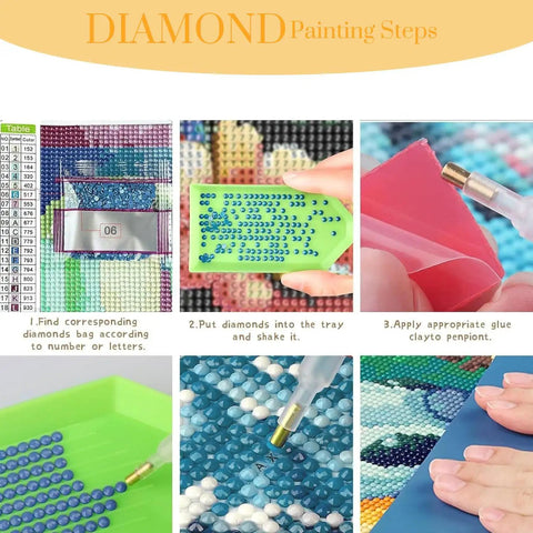 Pink Book Shop Diamond Painting Kit For Adults Dope 5D Full Round Drill Diamond Art Craft Set instructions and tools shown