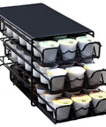 Three Tier K Cup Drawer Organizer For 54 Coffee Pods In Black, Space Saving Sliding Drawers, Perfect For Countertop Or Cabinet