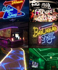 RGB LED Neon Rope Light Strip 10m Waterproof Dimmable With 24 Key Remote AC110120V displayed in various neon signs and decorations