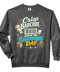 Funny Warehouse Barcode Scan Logistics Crew Sweatshirt For Shipping Pros with graphics of barcode and shipping icons