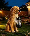 Golden Retriever Solar Dog Statue For Outdoor Decor With Lantern Lights Backyard Lawn Yard Art Weatherproof Garden Ornament