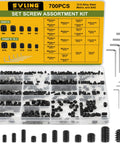 Badass Seven Hundred Piece Socket Set Screw Assortment Kit With Twenty Five Sizes Metric And Sae Cup Point Grub Screws displayed in a clear organizer.