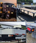 Collage of vehicles with 2 Inch Round Amber Marker Light With 9 LEDs for trucks, trailers, tractors, and more, showing light installation.