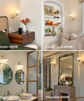 Two Pack Vintage Battery Powered Wall Sconces With 5000mAh Rechargeable Battery Remote Control Dimmable Tulip Amber Shades Wireless Easy Install for Bedroom Living Room and Bathroom in various lighting settings