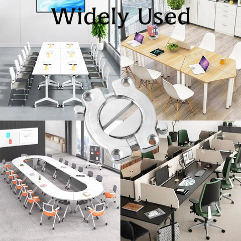 4 Piece Rock Solid Heavy Duty Table Latches Zinc Alloy Buckle Locks For Furniture Connectors Desk Stabilizers And Table Leaf Extension Hardware Rustproof Smooth Action displayed with various tables and workspaces.