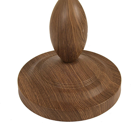 Base of Stacked Bubble Steel Floor Lamp With Faux Walnut Finish, showcasing detailed walnut-like texture