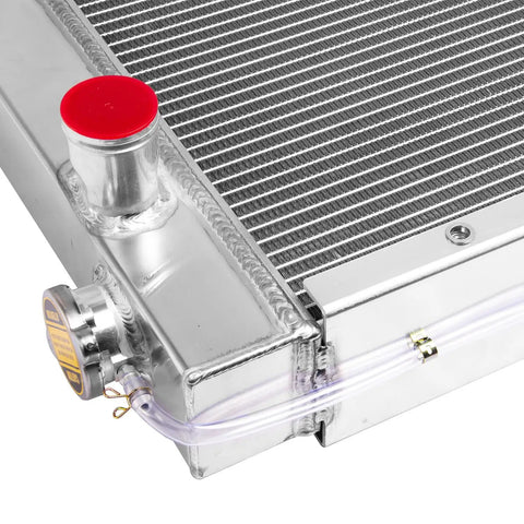 Top Shelf Four Row Aluminum Radiator For JLG Boom Lifts Scissor Lifts And Telehandlers Replacement Cooling Gear with red cap.