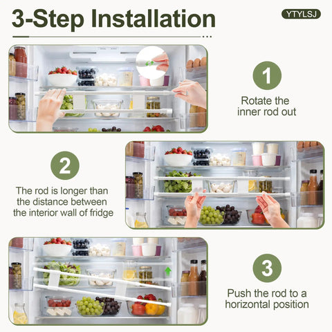 Adjustable RV Refrigerator Tension Rods 19.5 To 36.7 Inches Heavy Duty Non Slip Bar Set installation guide in fridge