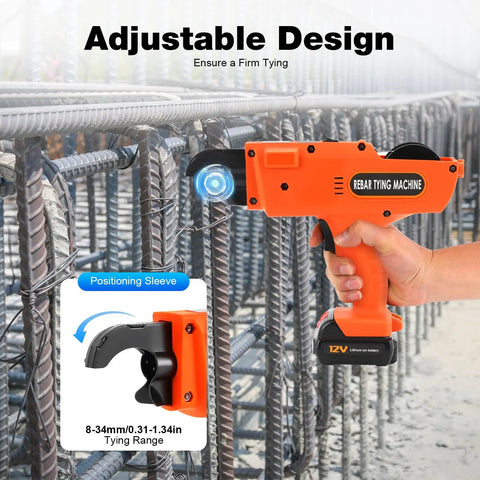 Heavy Duty Automatic Rebar Tying Machine For Construction Sites, cordless tool with adjustable sleeve for efficient tying.