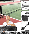 All In One Portable Pickleball And Tennis Practice Net System No Tools Easy Setup In Minutes, 10ft net on court with carry bag