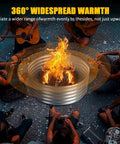 4 Foot Fire Pit Ring Galvanized Steel 48 Inch Wood Burning Ring For Backyard Bonfire And Camping with 360° warmth