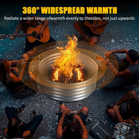 4 Foot Fire Pit Ring Galvanized Steel 48 Inch Wood Burning Ring For Backyard Bonfire And Camping with 360° warmth