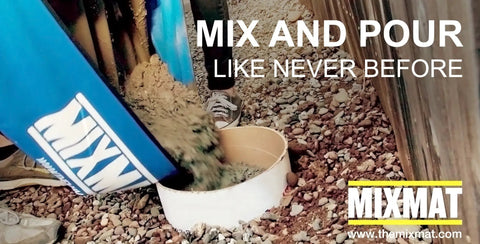Ultra Fast Mixing Tool For Concrete Cement Mortar And Soil, Portable And Easy To Clean, Delivers 10x Faster Mixing Than A Wheelbarrow Or Bucket, Pro Grade Durability For Lasting Performance On Jobsites, shown in use pouring mixed material