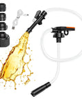 Cordless Fuel Transfer Pump With Auto Stop 3.8 GPM Fast Flow for Gasoline Diesel and Oil USB Powered Battery Operated, four adapters, hose with fuel flowing