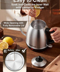 Gooseneck Electric Kettle 1L Stainless Steel Pour Over Teapot For Coffee And Tea BPA Free Fast Heating Auto Shut Off