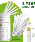 All In One Soil pH And Nitrogen Testing Kit 100 Pack showing test strips and resealable pouches with 3-year shelf life.