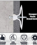 Drywall Anchor Kit 25 Pieces Plastic Self Drilling Expansion Anchors With Screws And Red Key For Drywall Ceiling Gypsum Plasterboard Mounting