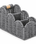 Handwoven Paper Rope Desk Organizer Basket With Wooden Handle Keeps Your Desk Clean With Must Have Multi Compartment Caddy For Pens