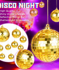 25 Pcs Disco Balls Ornament Set Mini Reflective Party Hanging Balls With Lanyard Gold 2 Inch 3.14 Inch 4 Inch for lighting
