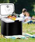 Heavy Duty 26 Liter Portable Car Cooler And Warmer With 12V Plug In Compact Electric Fridge for outdoor picnics holding drinks and snacks.