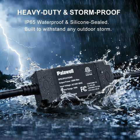 Outdoor String Light Dimmer 350W Plug In With Remote Control And Timer IP65 Waterproof LED Dimmer Switch rain exposure