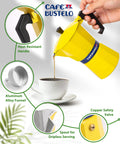 Bold Yellow Stovetop Moka Pot Espresso Maker 300 Ml Cup for Home Barista Quality Coffee Percolator Durable Aluminum