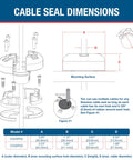 Dimensions and diagram of Retrofit Cable Gland For Marine Grade Waterproof Pass Through Cable Seal With Snap On Installation No Rewiring Required