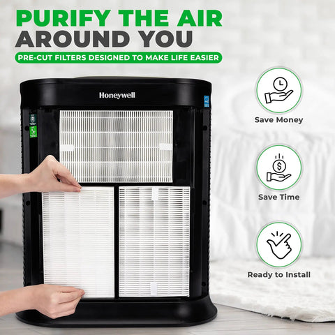 Hands installing True HEPA Filter Set with 3 Pack and 4 Precut Activated Carbon Pre Filters for Type R and HRF Series