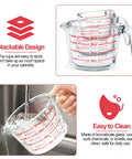 6 Piece Glass Measuring Cup Set With Lids 1 cup 2 cup 4 cup nesting jugs borosilicate glass microwave oven freezer safe dishwasher safe clear