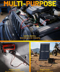 1.25Ft SAE To O Ring Terminal Harness And Battery Charger Cord with 10A 15A 20A Fuses in vehicle and solar panel setup