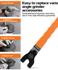 Universal Adjustable Pin Wrench For Angle Grinders And Power Tools With No Hassle Twist Knob Adjustment Heavy Duty Carbon Steel Spanner For Flange Projects demonstrated in use for changing accessories.